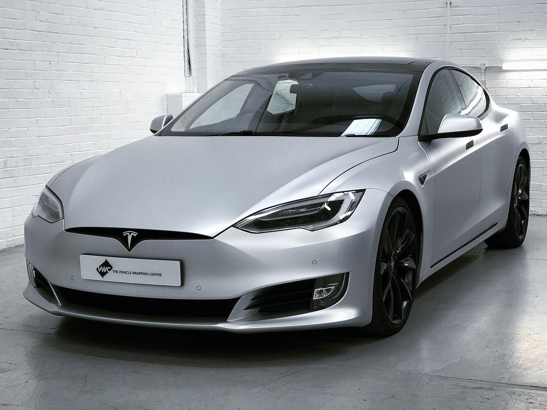 Tesla Model S Satin White Aluminium Personal Wrapping Project